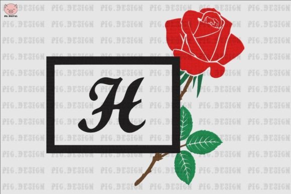 Elegant Rose Font H for Seasonal Embroidery Projects