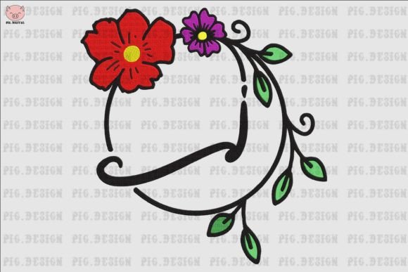 Flower Font J: A Premium Embroidery Design