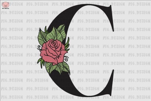 Flower Rose Font C: A Versatile Embroidery Design