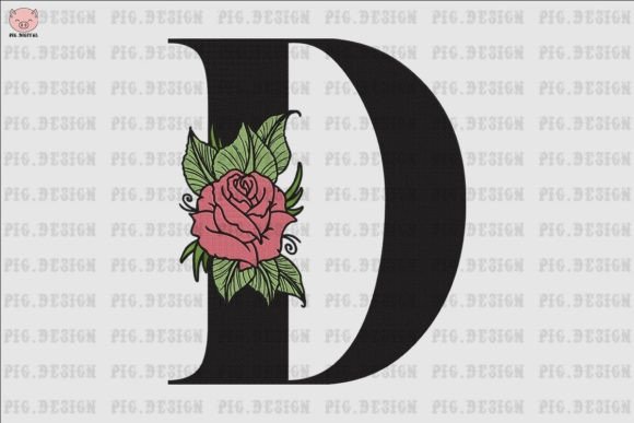 Flower Rose Font D: A Charming Embroidery Choice