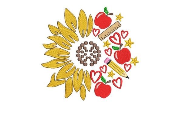 Teacher Sunflower: A Charming Embroidery Design